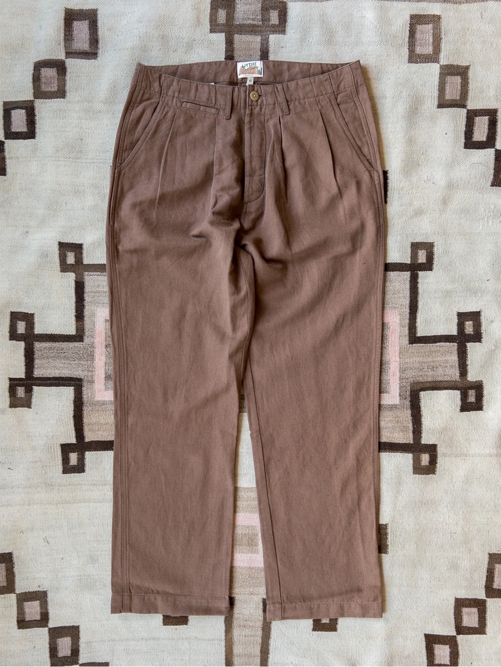 Wythe NY Pleated Cotton Linen Twill Chino - Brown